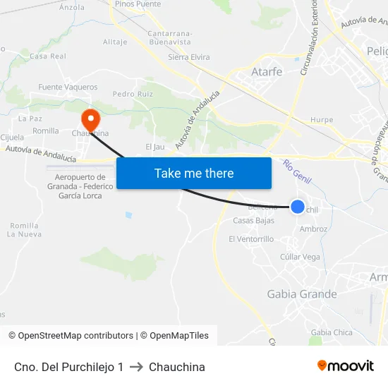 Cno. Del Purchilejo 1 to Chauchina map