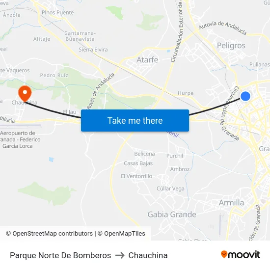 Parque Norte De Bomberos to Chauchina map