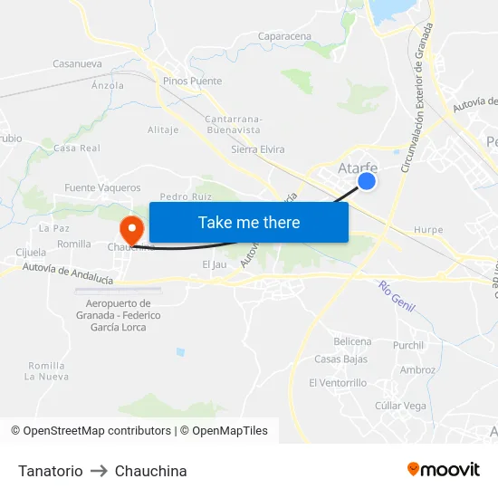 Tanatorio to Chauchina map