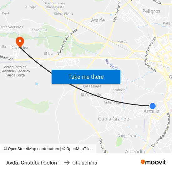 Avda. Cristóbal Colón 1 to Chauchina map