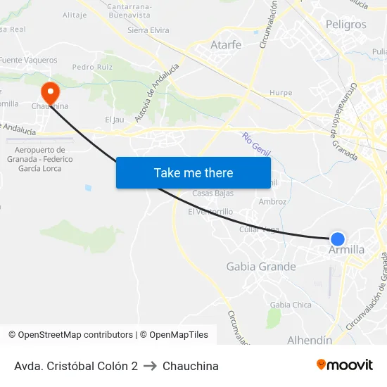 Avda. Cristóbal Colón 2 to Chauchina map