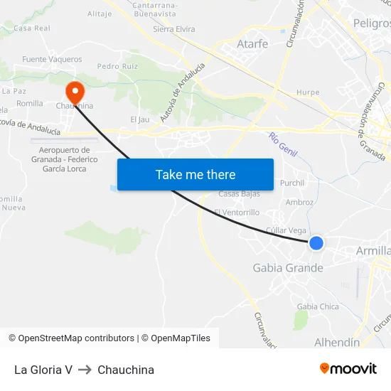 La Gloria V to Chauchina map