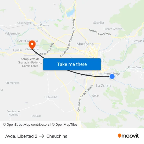 Avda. Libertad 2 to Chauchina map