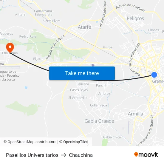 Paseillos Universitarios to Chauchina map
