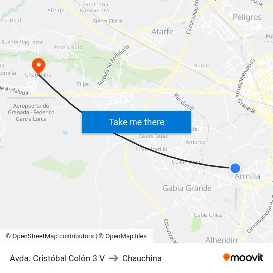 Avda. Cristóbal Colón 3 V to Chauchina map