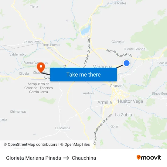 Glorieta Mariana Pineda to Chauchina map