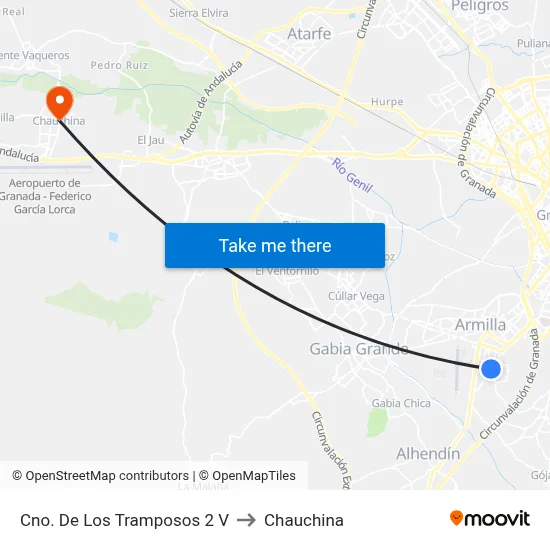 Cno. De Los Tramposos 2 V to Chauchina map