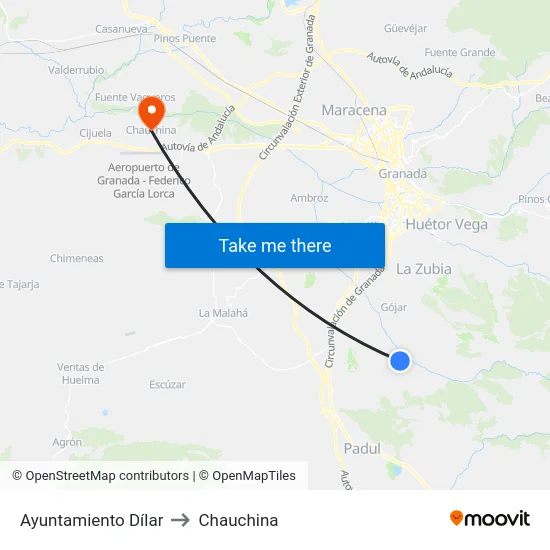 Ayuntamiento Dílar to Chauchina map