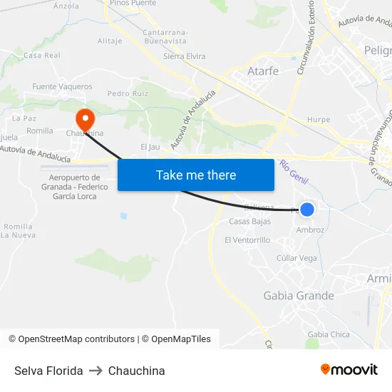 Selva Florida to Chauchina map