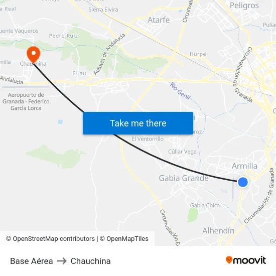 Base Aérea to Chauchina map