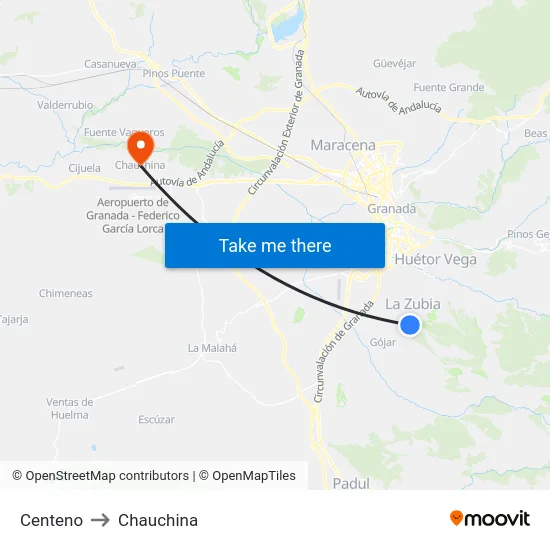 Centeno to Chauchina map