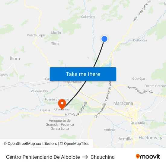 Centro Penitenciario De Albolote to Chauchina map