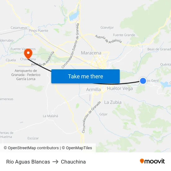 Río Aguas Blancas to Chauchina map