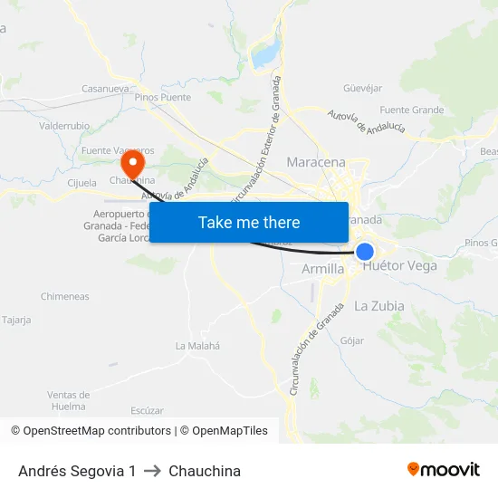 Andrés Segovia 1 to Chauchina map