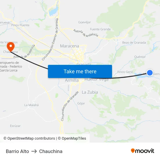 Barrio Alto to Chauchina map