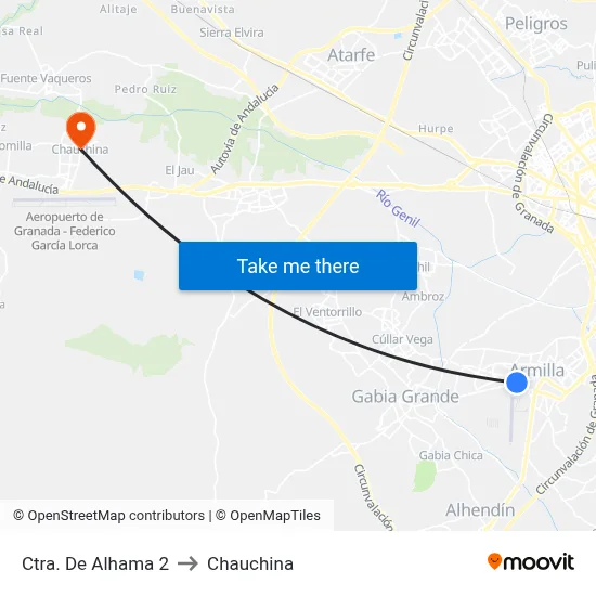 Ctra. De Alhama 2 to Chauchina map