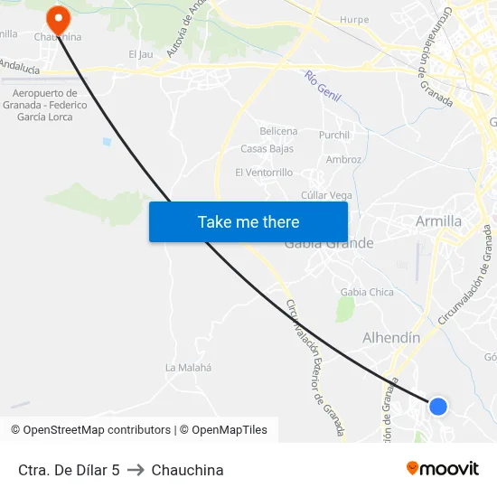 Ctra. De Dílar 5 to Chauchina map