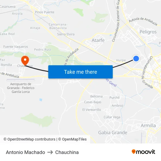 Antonio Machado to Chauchina map