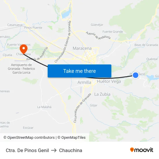 Ctra. De Pinos Genil to Chauchina map