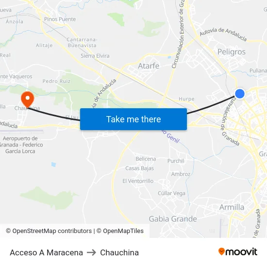 Acceso A Maracena to Chauchina map