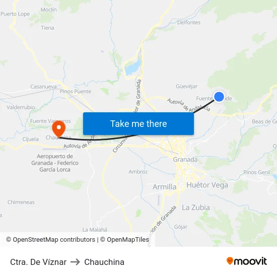 Ctra. De Víznar to Chauchina map