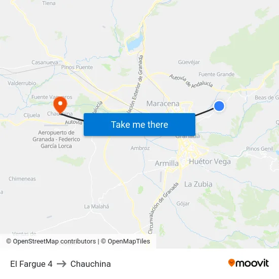 El Fargue 4 to Chauchina map