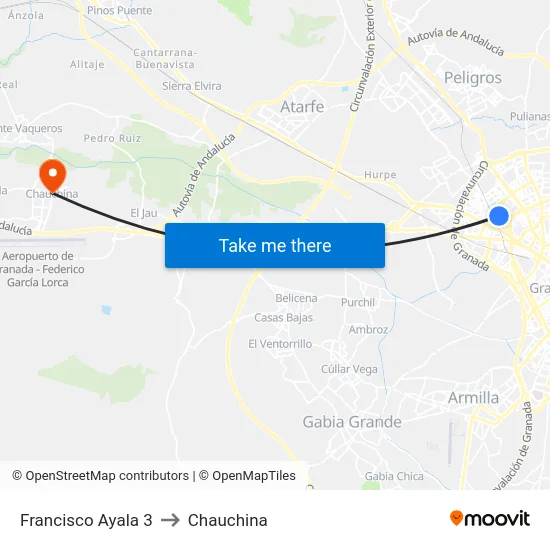 Francisco Ayala 3 to Chauchina map