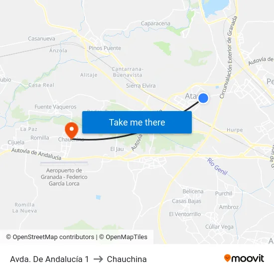 Avda. De Andalucía 1 to Chauchina map