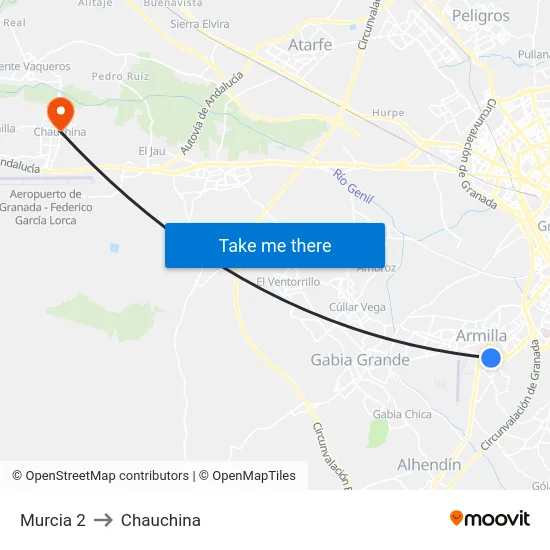 Murcia 2 to Chauchina map