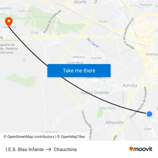 I.E.S. Blas Infante to Chauchina map