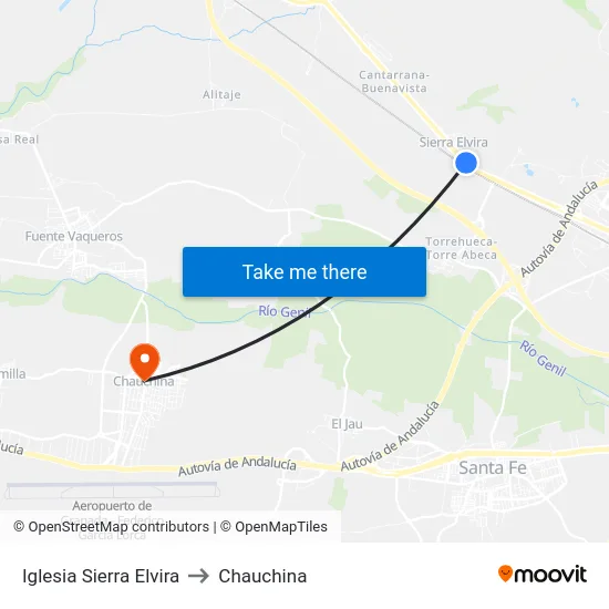 Iglesia Sierra Elvira to Chauchina map