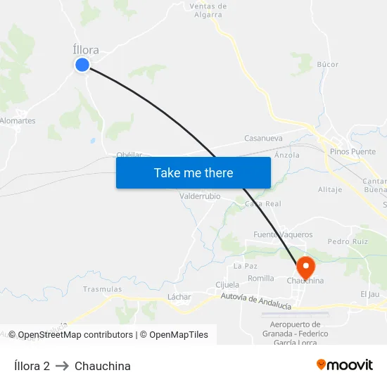 Íllora 2 to Chauchina map