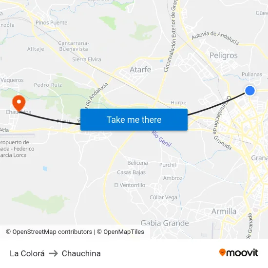 La Colorá to Chauchina map