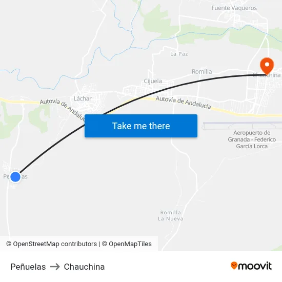 Peñuelas to Chauchina map