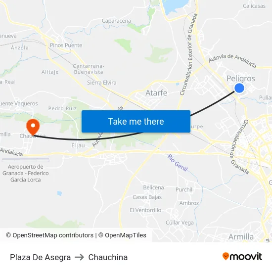 Plaza De Asegra to Chauchina map