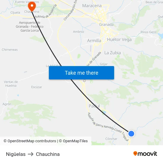 Nigüelas to Chauchina map