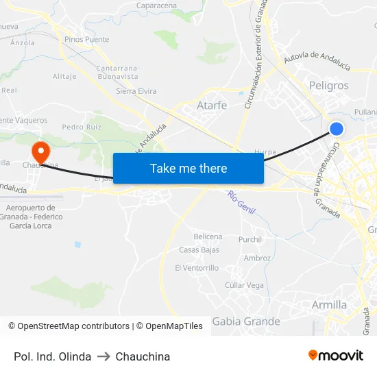 Pol. Ind. Olinda to Chauchina map