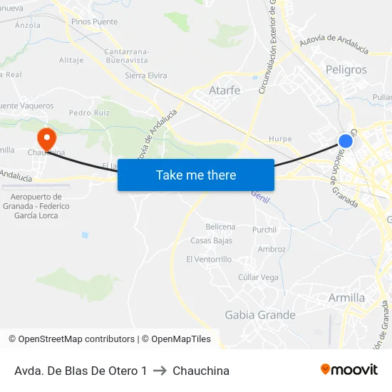 Avda. De Blas De Otero 1 to Chauchina map