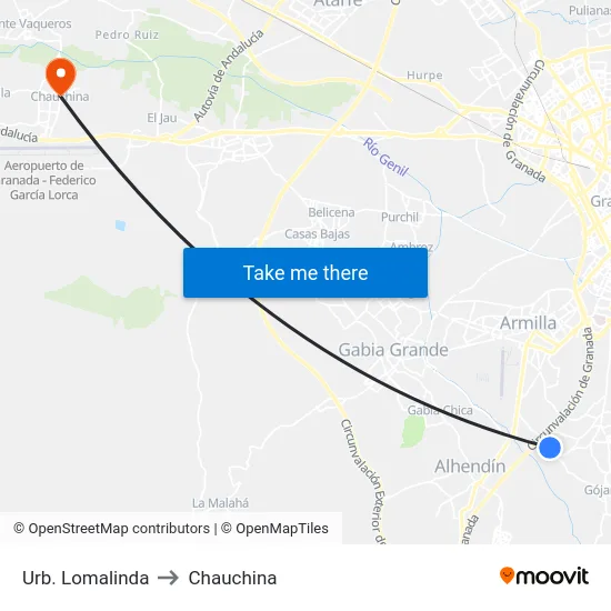Urb. Lomalinda to Chauchina map