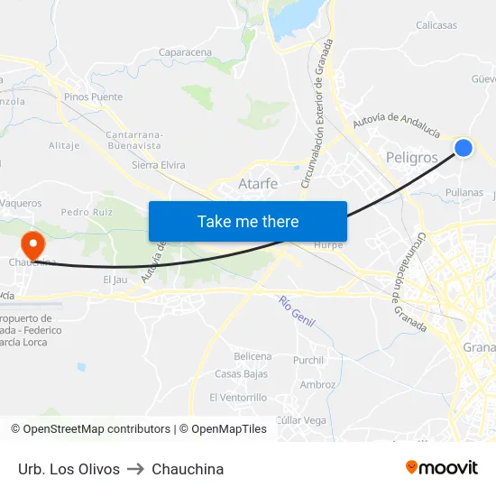 Urb. Los Olivos to Chauchina map