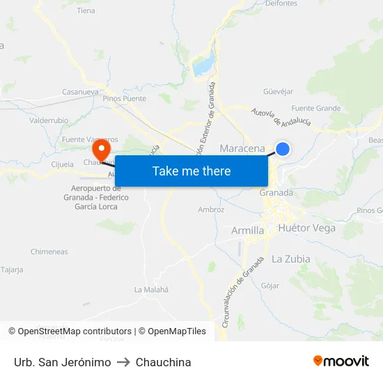 Urb. San Jerónimo to Chauchina map