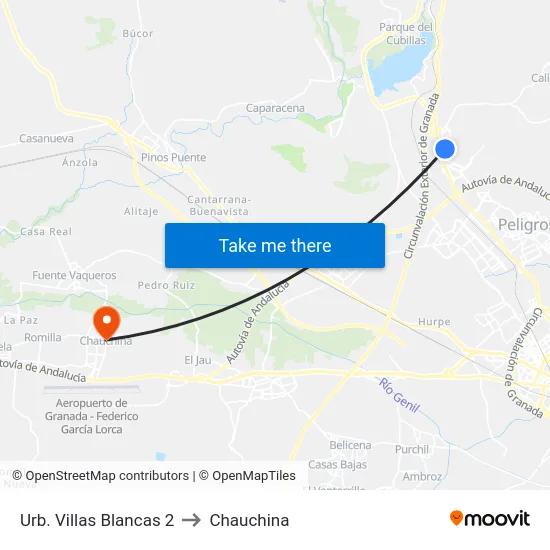 Urb. Villas Blancas 2 to Chauchina map