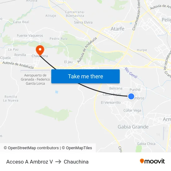 Acceso A Ambroz V to Chauchina map