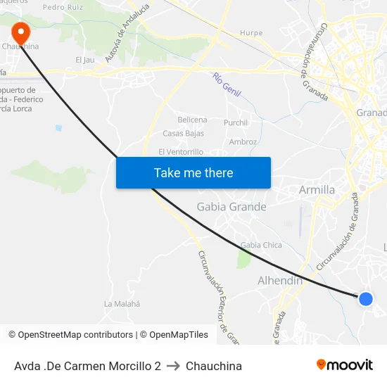 Avda .De Carmen Morcillo 2 to Chauchina map
