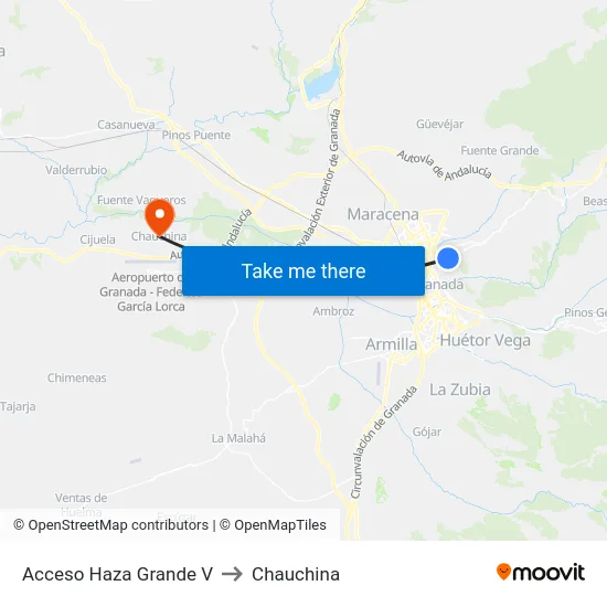 Acceso Haza Grande V to Chauchina map