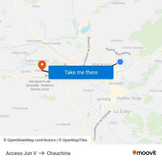 Acceso Jun V to Chauchina map