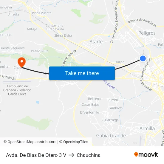 Avda. De Blas De Otero 3 V to Chauchina map