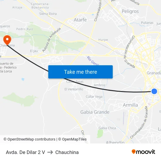 Avda. De Dílar 2 V to Chauchina map