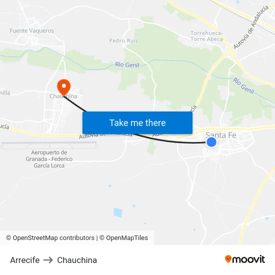 Arrecife to Chauchina map