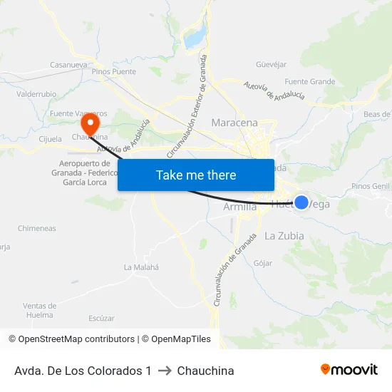 Avda. De Los Colorados 1 to Chauchina map